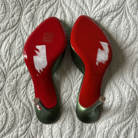 CHRISTIAN LOUBOUTIN Me Dolly 100 Metallic Leather Mules in Green - Picture 6 of 6